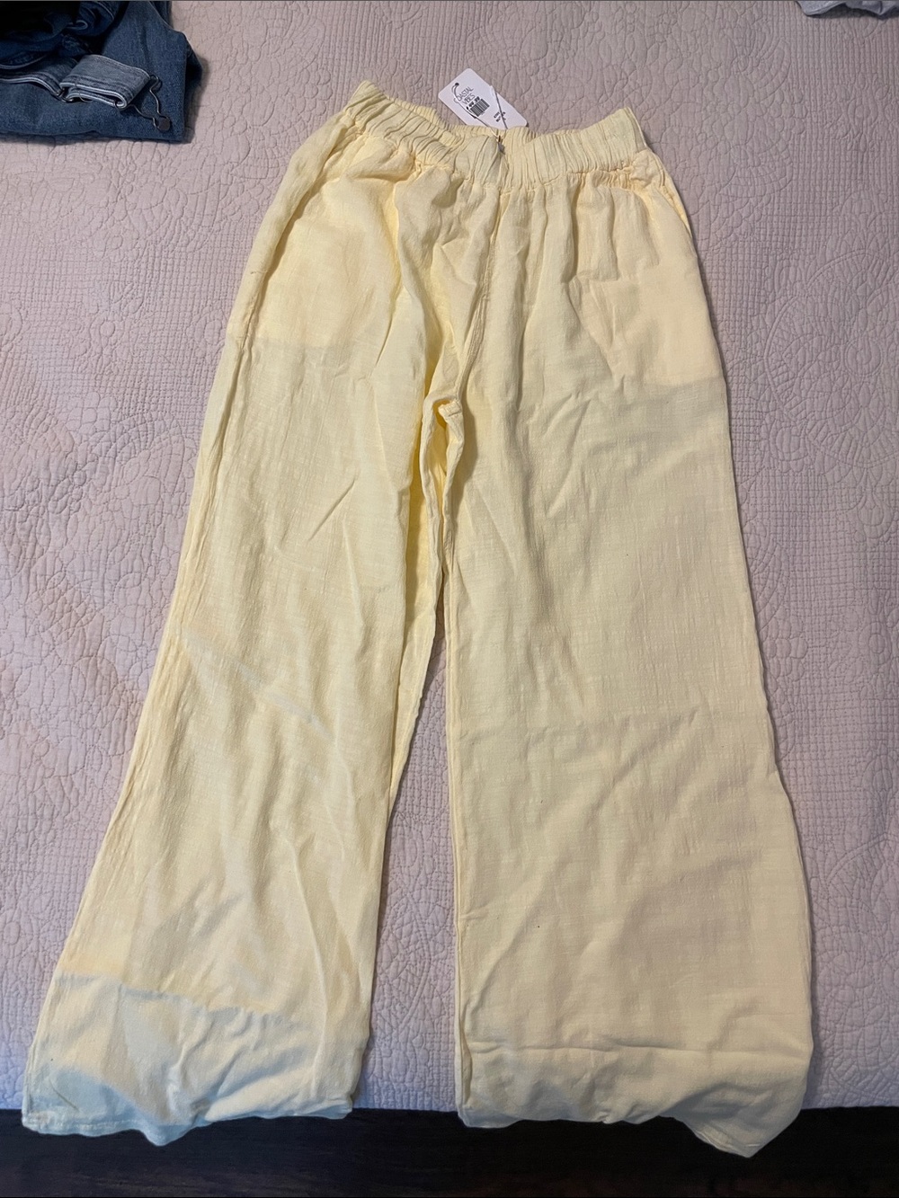 Light Yellow Wide-Leg Linen Pants